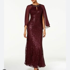 SLMY Purple Beaded Sequin Formal Dress